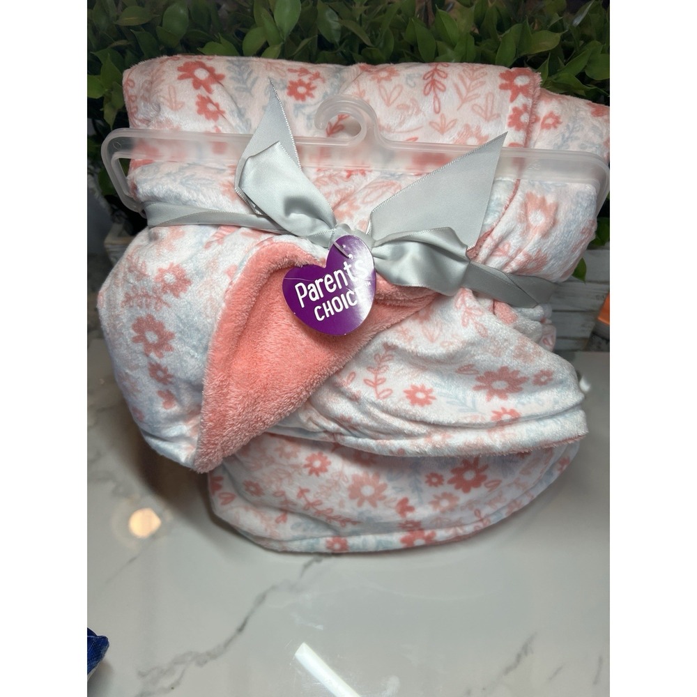 Parents‎ Choice Coral Peach Pink Floral Baby Blanket Lovey Floral Flowers NEW